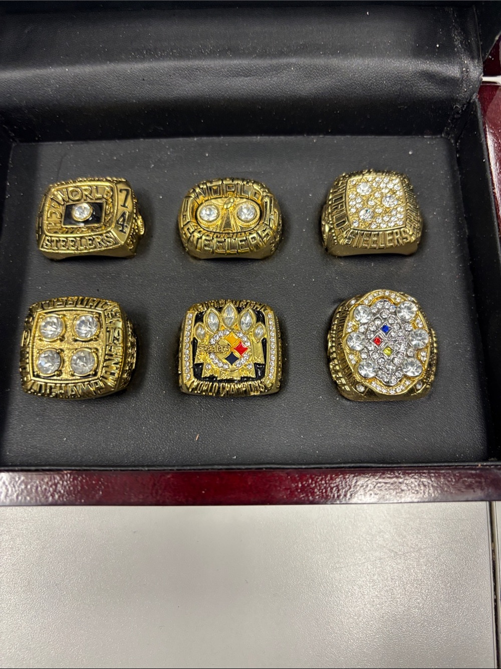Pittsburgh Steelers Replica Championship Ring Set - Gold with Clear Stones